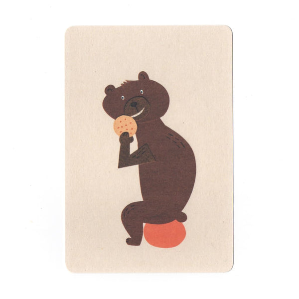 Cookie Eating Bear Collage Print Postcard - Cards Japanese Stationery