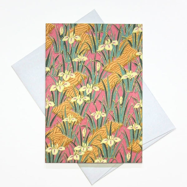 Handmade Chiyogami Lily Greeting Card - Cards Japanese Stationery