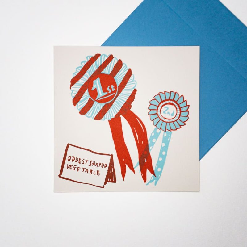 1st & 2nd Prize Rosette. Hand printed Greeting Card - Cards Japanese Stationery
