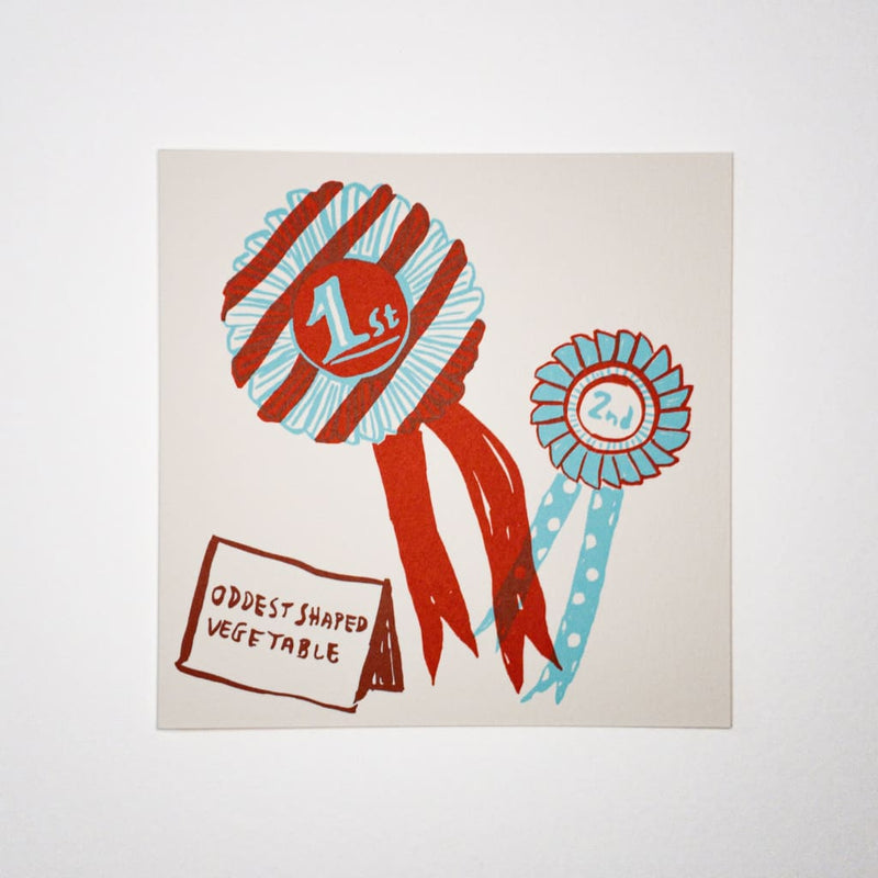 1st & 2nd Prize Rosette. Hand printed Greeting Card - Cards Japanese Stationery
