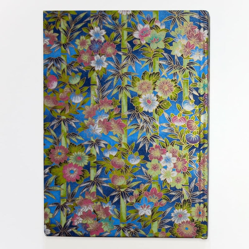 A5 Handmade Blue Floral Bamboo Notebook - notebooks Japanese Stationery