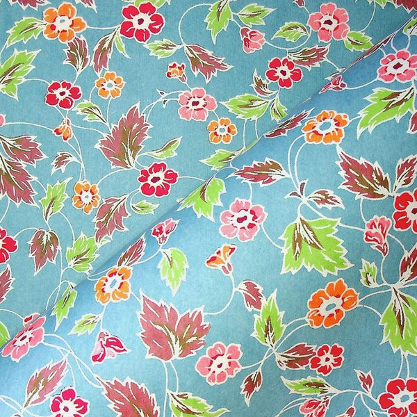 Blue Ditsy Floral Katazome Print - 470mm x 620mm - paper Japanese Stationery