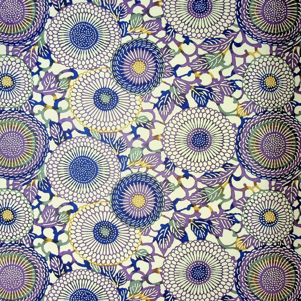Chrysanthemum Purple Printed Paper - 470mm x 620mm - paper Japanese Stationery
