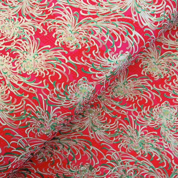 Frilly Deep Pink Floral Chiyogami Printed Paper - 470mm x 620mm - paper Japanese Stationery