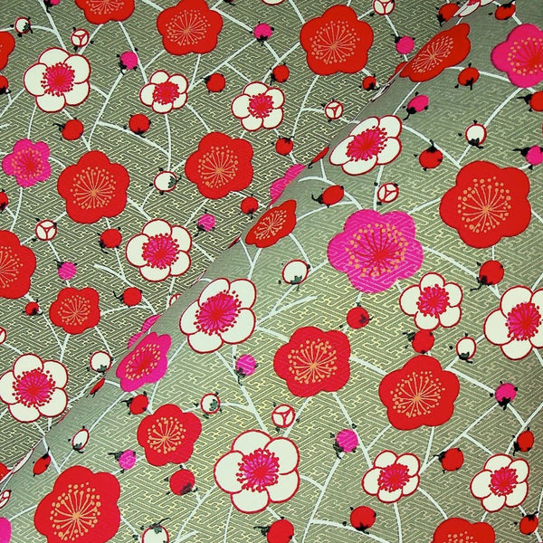 Geometric Poppy Printed Handmade Paper - 470mm x 620mm - paper Japanese Stationery