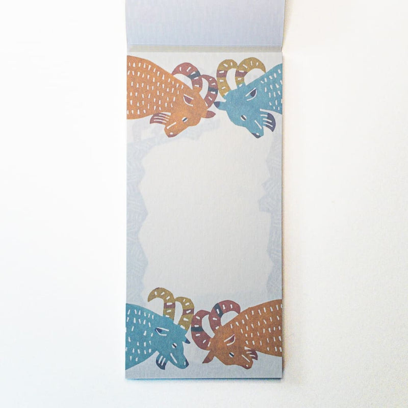 Goat Katazome print Memo Notepad. 20 Sheets - notebooks Japanese Stationery