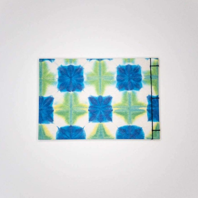 Handmade A6 Blue & Green Shibori Notebook - notebooks Japanese Stationery