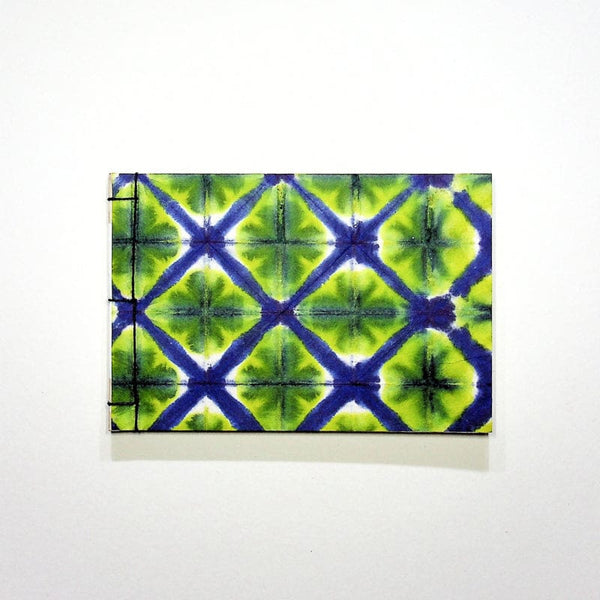 Handmade A6 Blue & Green Shibori Notebook - notebooks Japanese Stationery