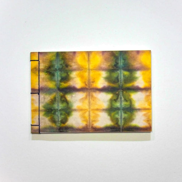 Handmade A6 Green & Yellow Shibori Notebook - notebooks Japanese Stationery