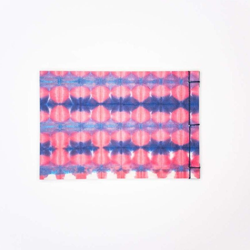 Handmade A6 Pink Wave Shibori Notebook - notebooks Japanese Stationery