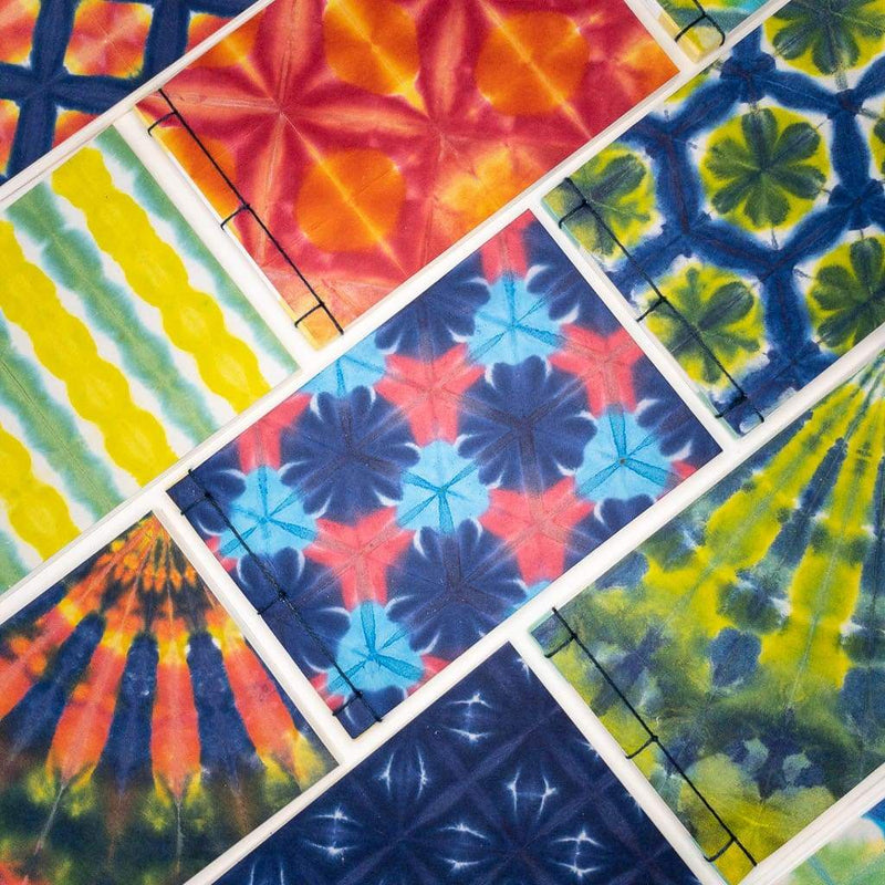 Handmade A6 Blue & Green Shibori Notebook - notebooks Japanese Stationery
