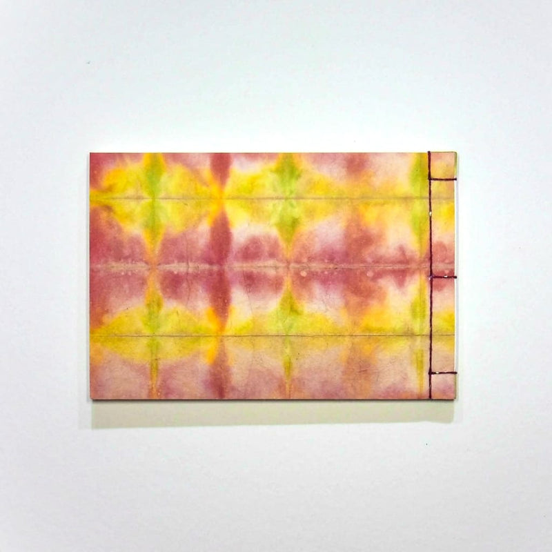 Handmade A6 Pink & Yellow Shibori Notebook - notebooks Japanese Stationery