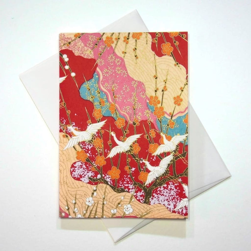 Handmade Abstract Crane Greeting Card - Cards Japanese Stationery