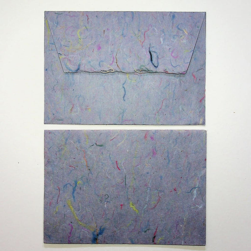 Handmade Blue Envelopes with coloured Kozo. Set of 5. - Envelope Japanese Stationery