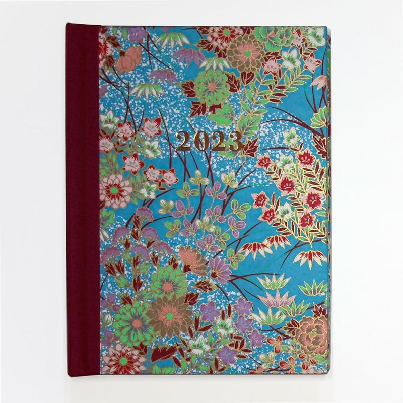 Handmade Blue Floral Diary 2023 - notebooks Japanese Stationery