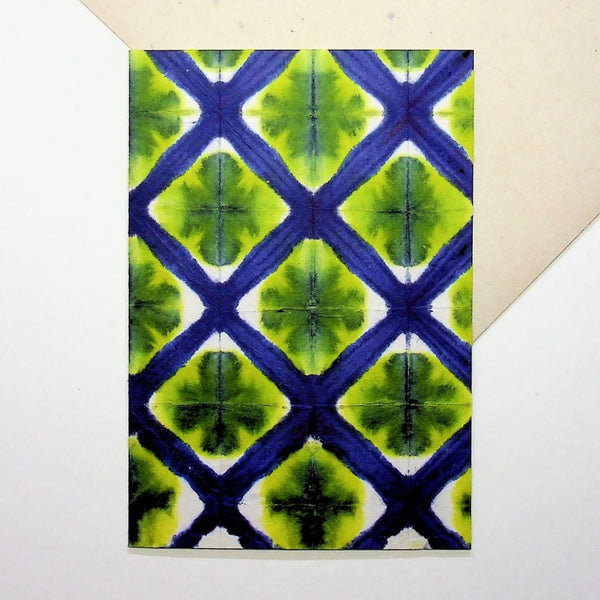 Handmade Blue Lattice Greeting Card - Cards Japanese Stationery