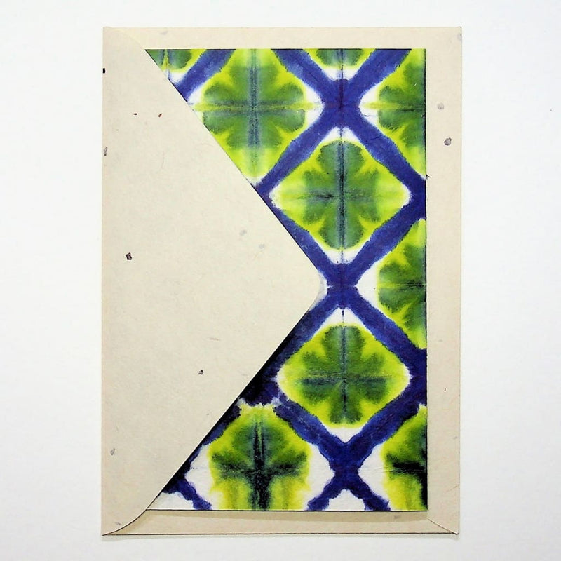 Handmade Blue Lattice Greeting Card - Cards Japanese Stationery