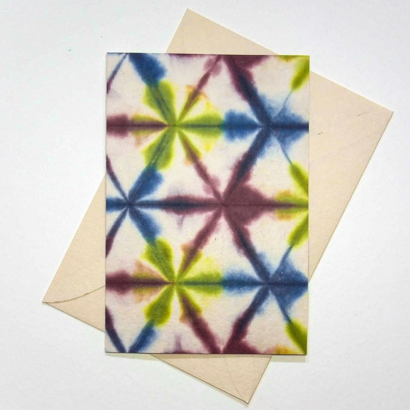 Handmade Blue & Pink Latice Greeting Card - Cards Japanese Stationery