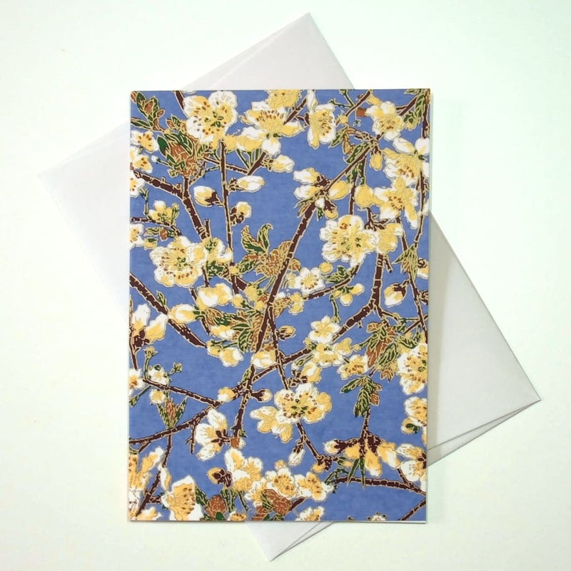 Handmade Chiyogami Blossom Branches Greeting Card - Cards Japanese Stationery
