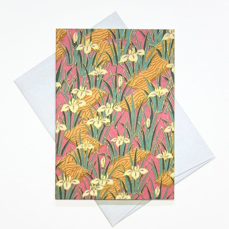 Handmade Chiyogami Lily Greeting Card - Cards Japanese Stationery