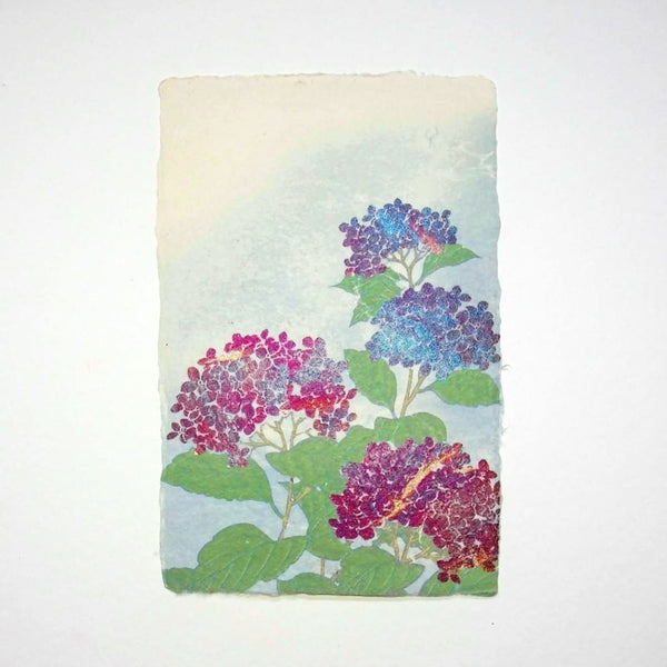 Handmade Hydrangea Metallic Foil Postcard - Cards Japanese Stationery
