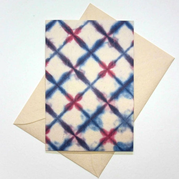 Handmade Navy Grid Greeting Card - Cards Japanese Stationery