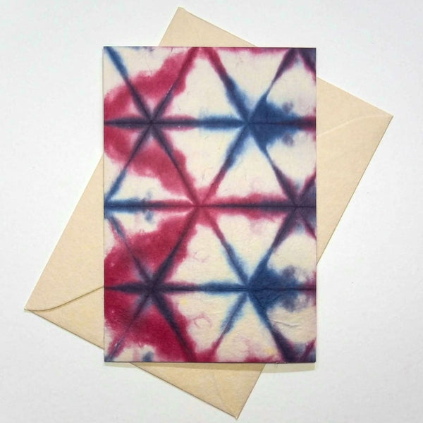 Handmade Navy & Pink Grid Greeting Card - Cards Japanese Stationery