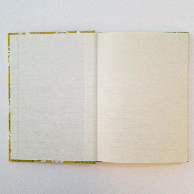 Handmade Yellow Geometric & Crane Notebook - notebooks Japanese Stationery