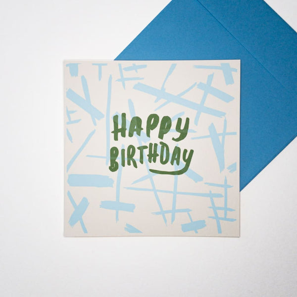 HAPPY BIRTHDAY lines. Hand printed Greeting Card - Cards Japanese Stationery