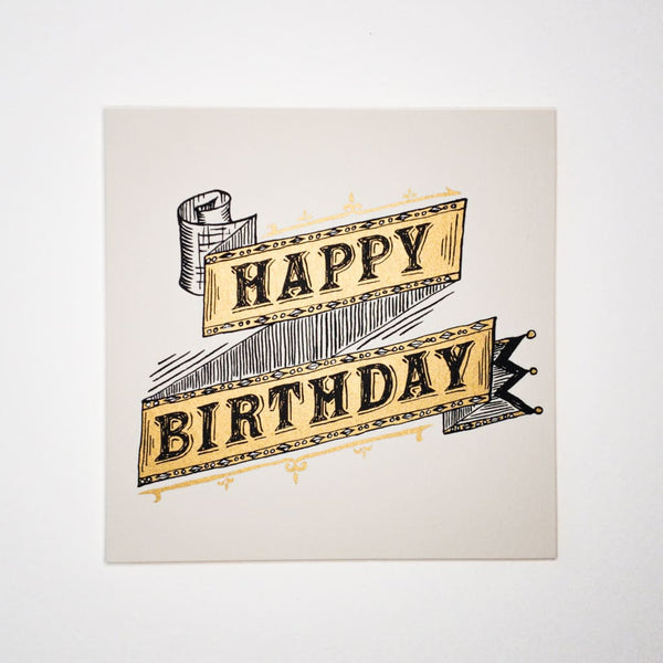 HAPPY BIRTHDAY Ribbon. Hand printed Greeting Card - Cards Japanese Stationery