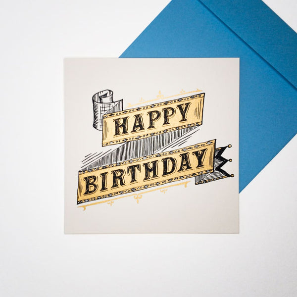 HAPPY BIRTHDAY Ribbon. Hand printed Greeting Card - Cards Japanese Stationery