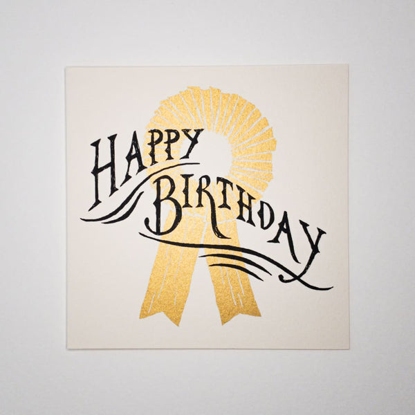 Happy Birthday Rosette. Hand printed Greeting Card - Cards Japanese Stationery