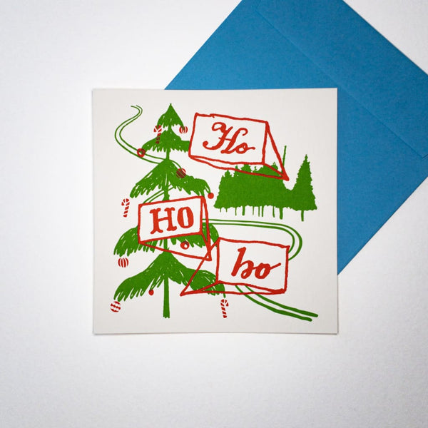 Ho Ho Ho. Hand printed Greeting Card - Cards Japanese Stationery