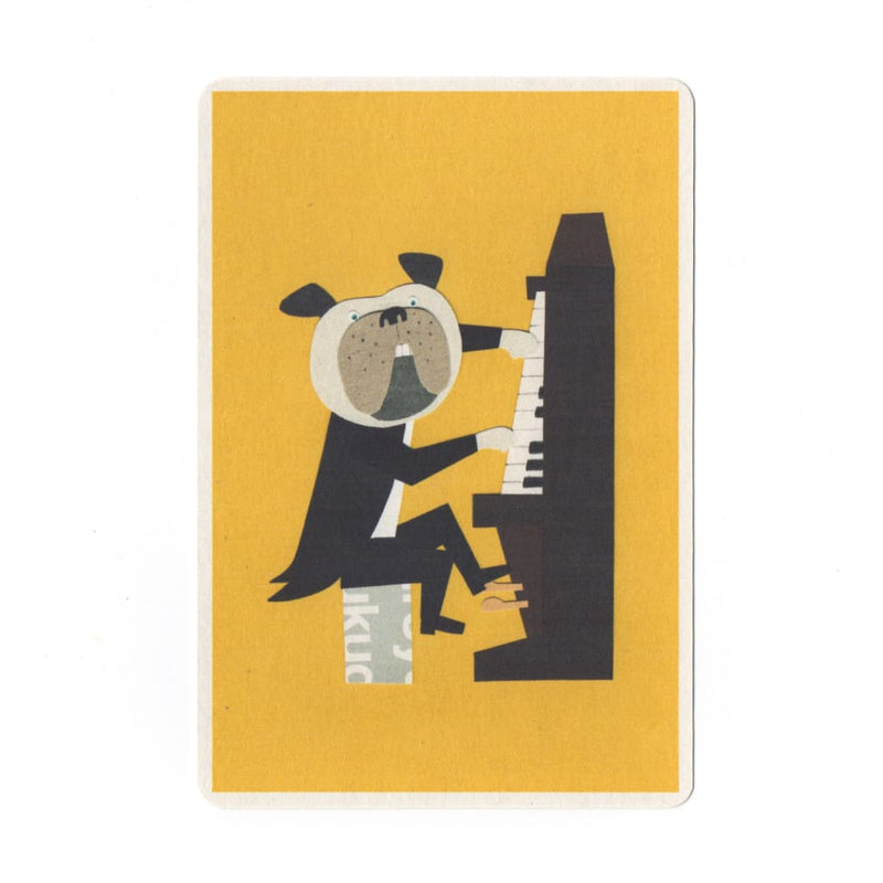 Jazz Dog Collage Print Postcard - Cards Japanese Stationery
