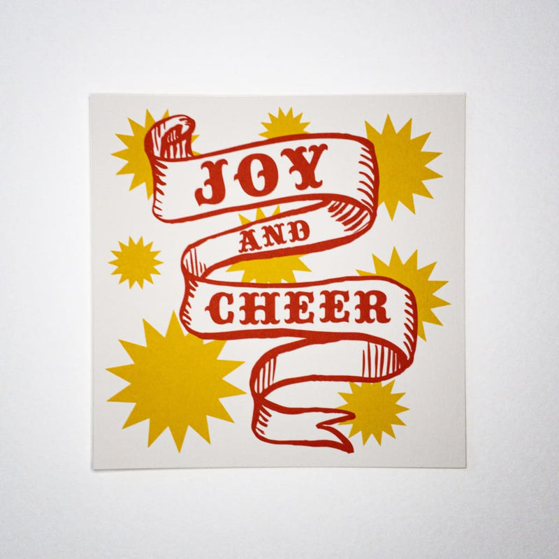 Joy & Cheer. Hand printed Greeting Card - Cards Japanese Stationery