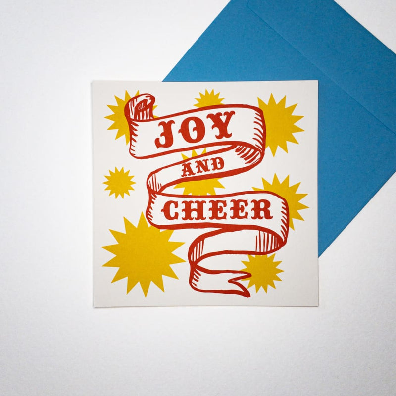 Joy & Cheer. Hand printed Greeting Card - Cards Japanese Stationery