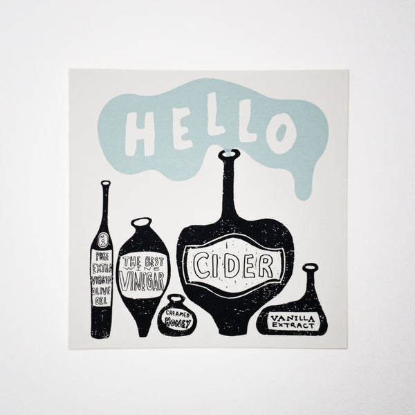 Kitchen Bottles. Hand printed Greeting Card - Cards Japanese Stationery