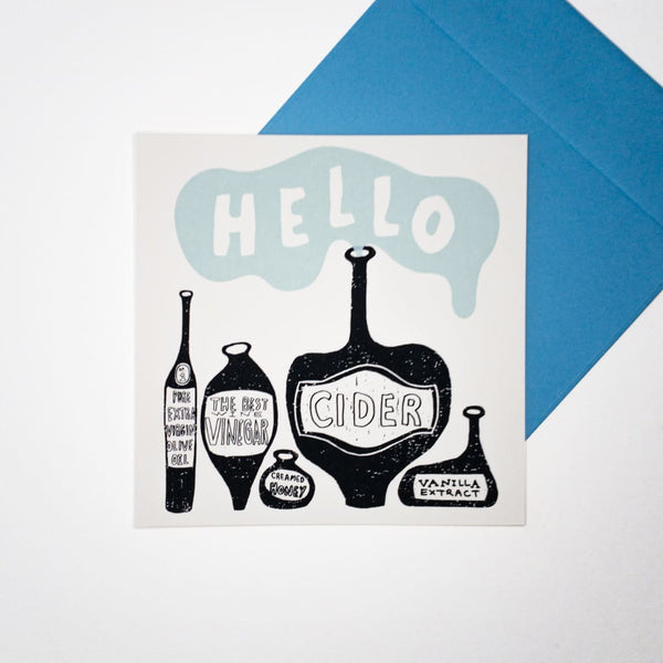 Kitchen Bottles. Hand printed Greeting Card - Cards Japanese Stationery