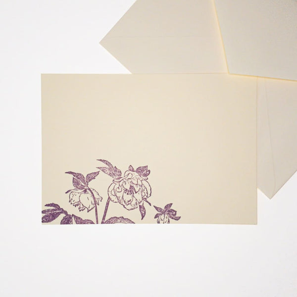 Letterpress Hellebore Postcard & Envelope - Cards Japanese Stationery