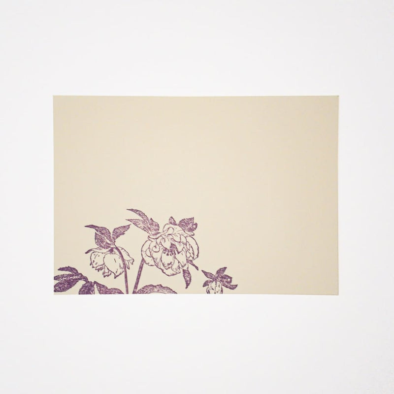 Letterpress Hellebore Postcard & Envelope - Cards Japanese Stationery