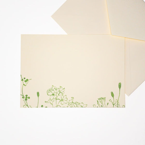 Letterpress Poppy Postcard & Envelope - Cards Japanese Stationery