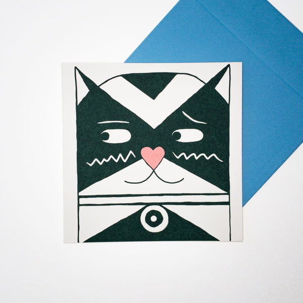 Love Cat. Hand printed Greeting Card - Cards Japanese Stationery