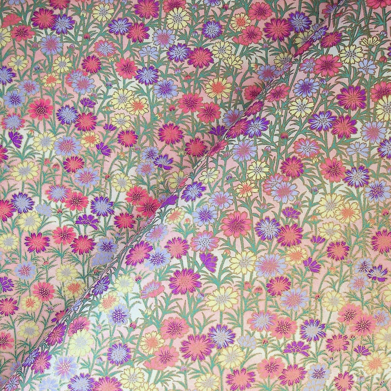 Meadow Flowers Printed Handmade Paper - 470mm x 620mm - paper Japanese Stationery