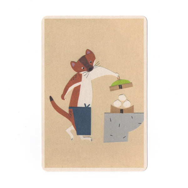 Okojo-san’s Buns Collage Print Postcard - Cards Japanese Stationery