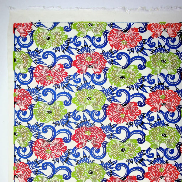 Peony Red & Green Flower Print - 470mm x 620mm - paper Japanese Stationery