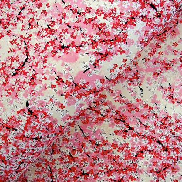 Pink Clouds of Blossom Chiyogami Printed Paper - 470mm x 620mm - paper Japanese Stationery