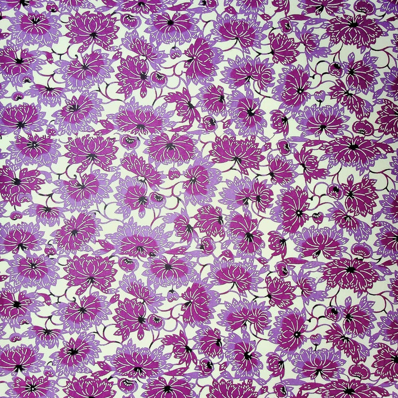 Purple Japanese Flower Print - 470mm x 620mm - paper Japanese Stationery