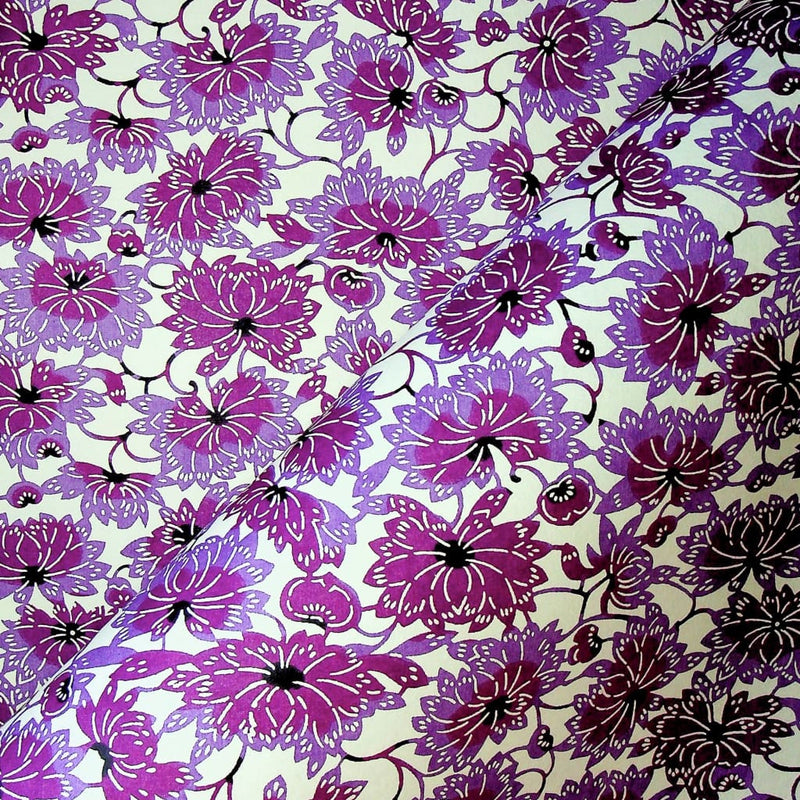 Purple Japanese Flower Print - 470mm x 620mm - paper Japanese Stationery