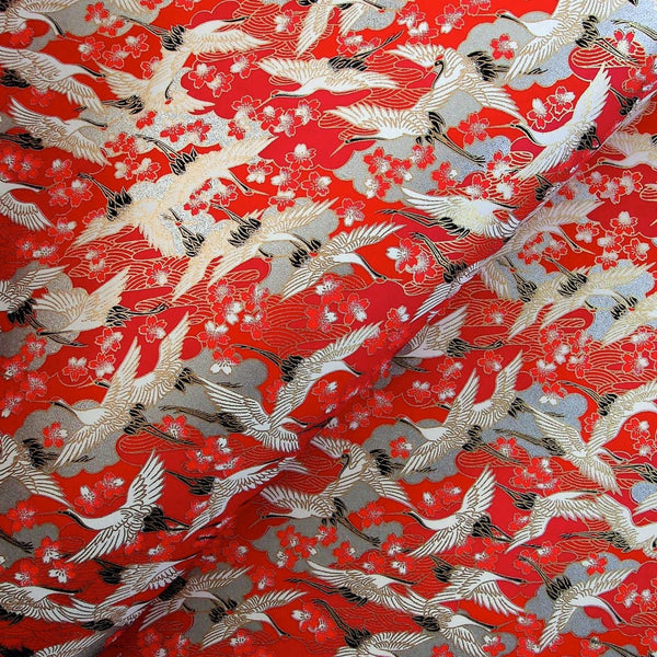 Red Flying Cranes Printed Paper - 470mm x 620mm - paper Japanese Stationery
