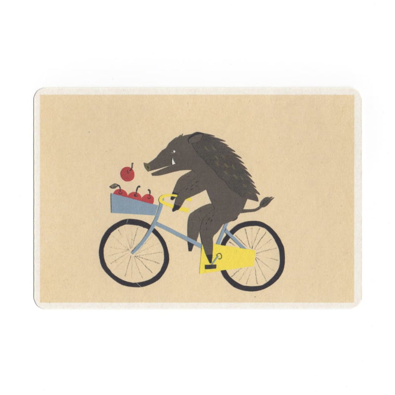 Riding a Bicycle Collage Print Postcard - Cards Japanese Stationery